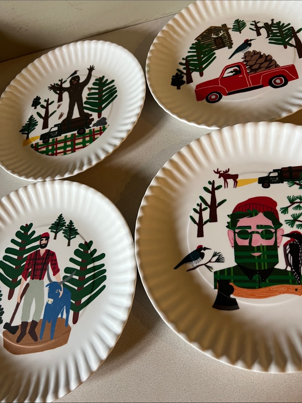 Lumberjack Dinner Plates cabin decor Paul Bunyan Nature Minnesota